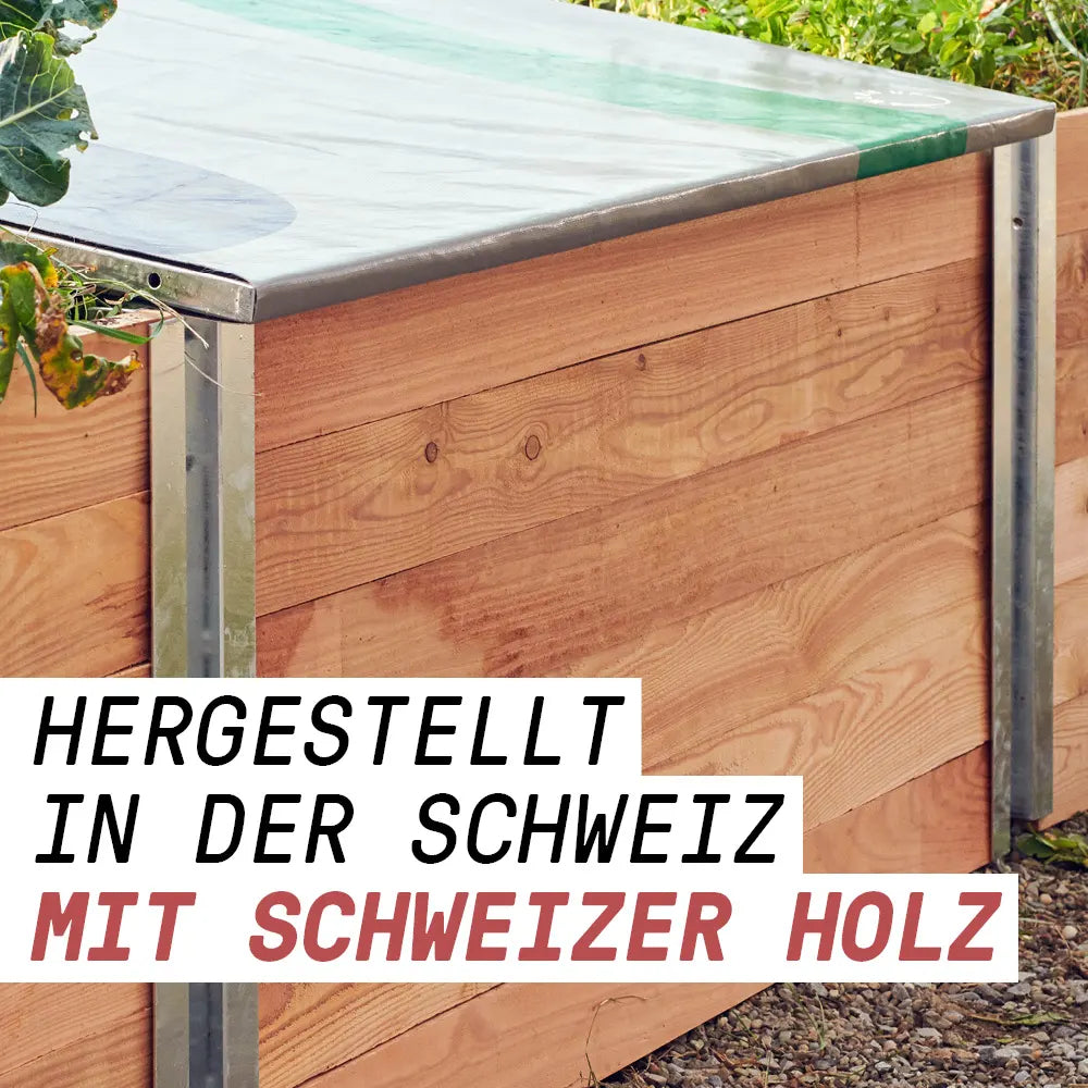 Gartenkomposter hergestellt in der Schweiz mit schweizer Lärchenholz